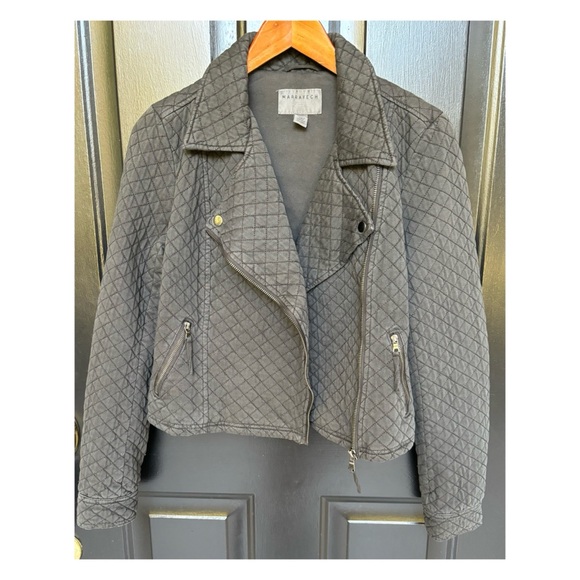 NWOT Anthropologie Marrakech Quilted Moto Jacket in Washed Black  Size Small - Picture 9 of 13